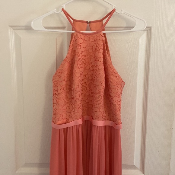 David’s bridal halter open back long lace dress - Picture 3 of 10